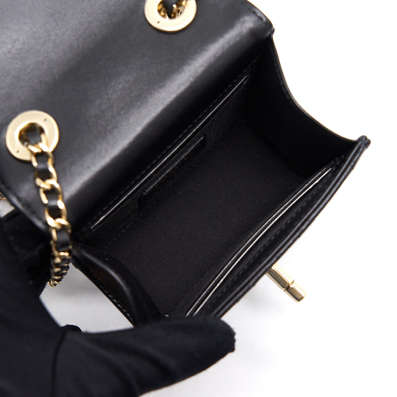 Chanel Lambskin Quilted Mini Trendy CC Chain Wallet Black