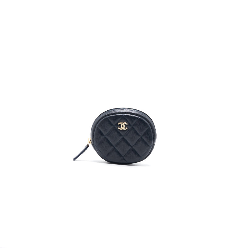 Chanel Caviar Round Coin Purse Dark Navy with L