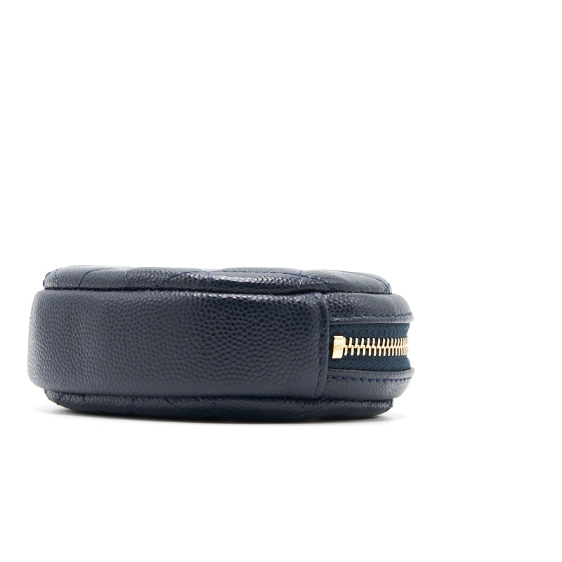 Chanel Caviar Round Coin Purse Dark Navy with L
