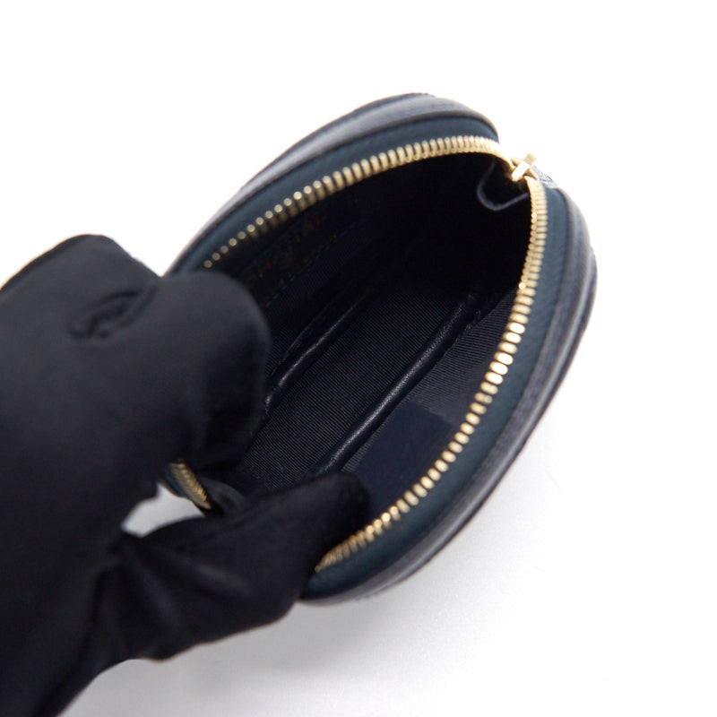 Chanel Caviar Round Coin Purse Dark Navy with L