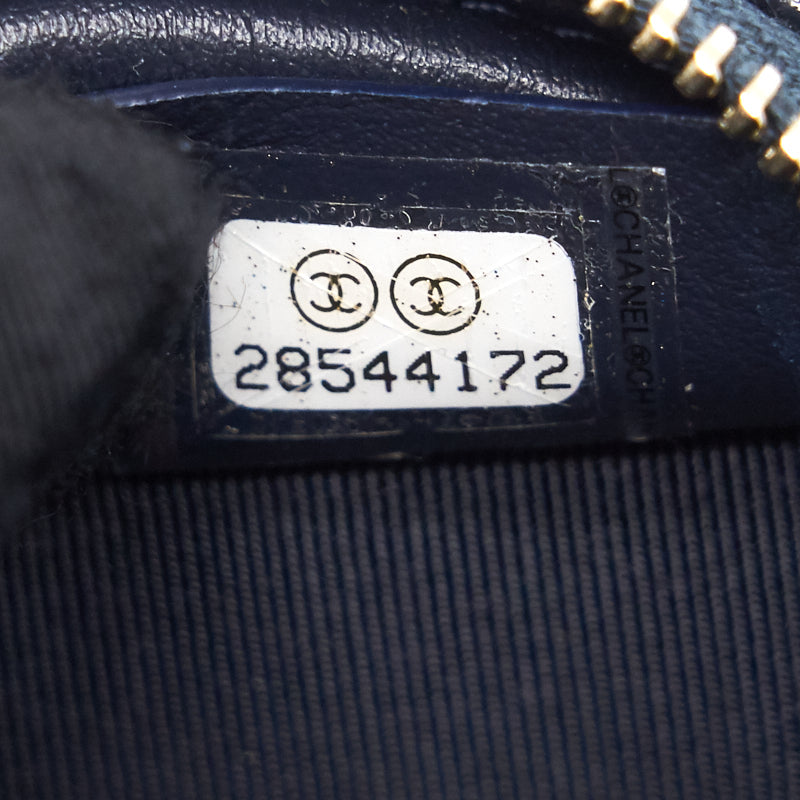 Chanel Caviar Round Coin Purse Dark Navy with L