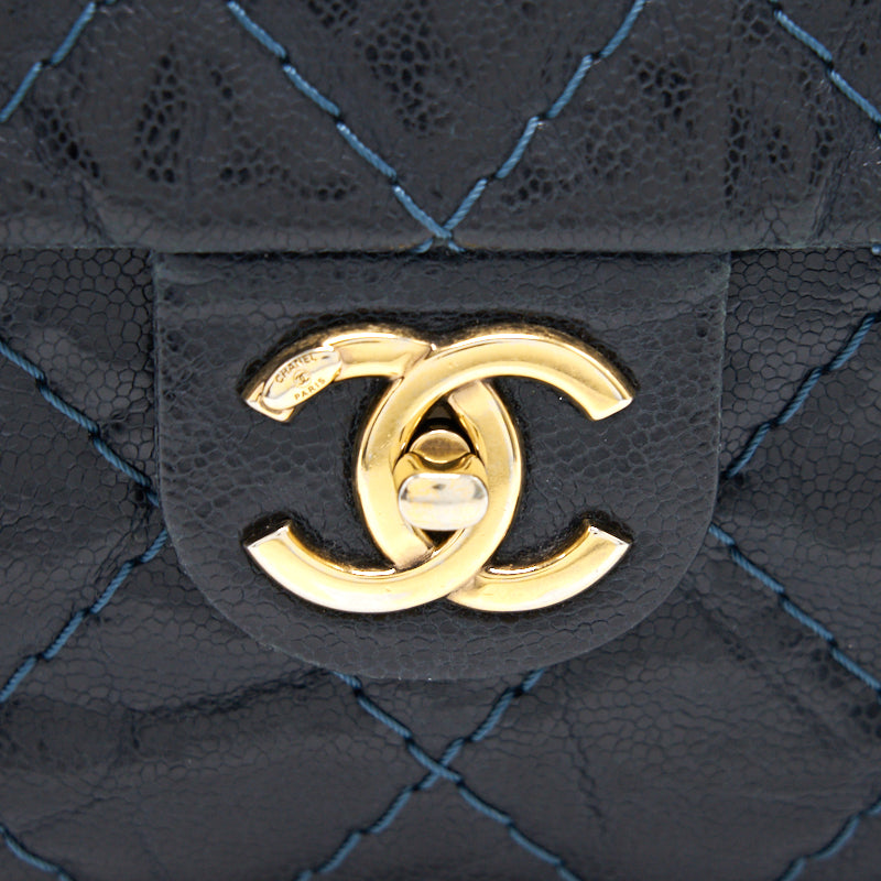 Chanel Caviar Large Flap Bag Navy with