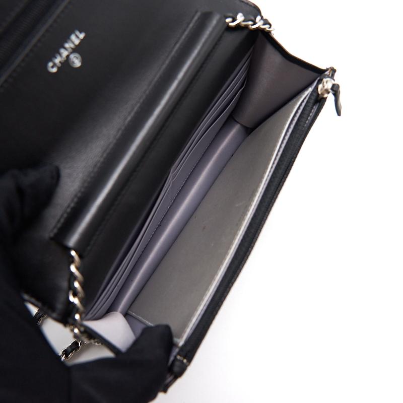 Chanel Black Embossed Camellia  Lambskin Leather Small Shoulder Bag