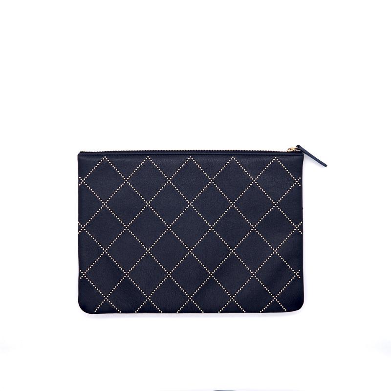Chanel Calfskin with Metal Bead Pouch