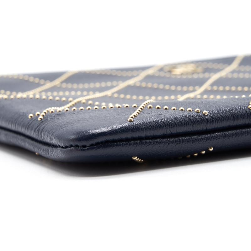 Chanel Calfskin with Metal Bead Pouch