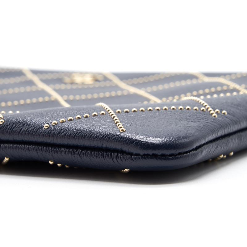 Chanel Calfskin with Metal Bead Pouch
