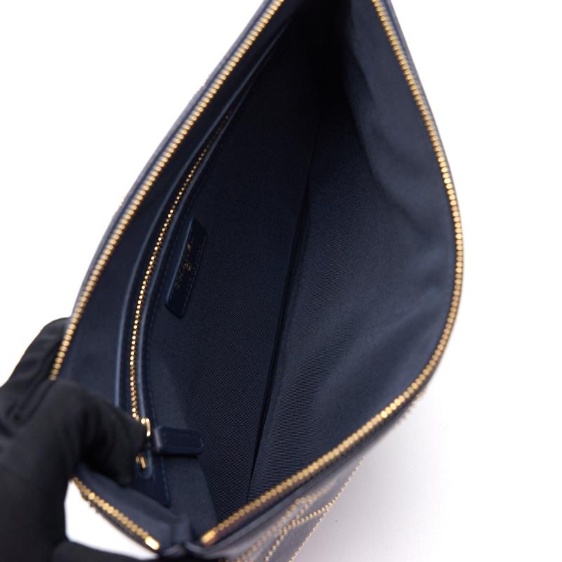 Chanel Calfskin with Metal Bead Pouch