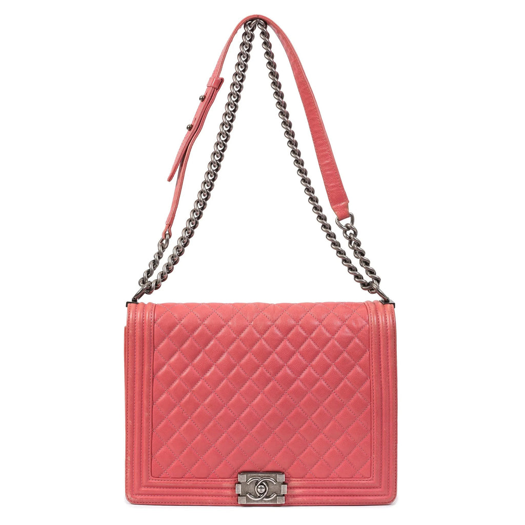 CHANEL CALFSKIN QUILTED LARGE BOY FLAP BAG