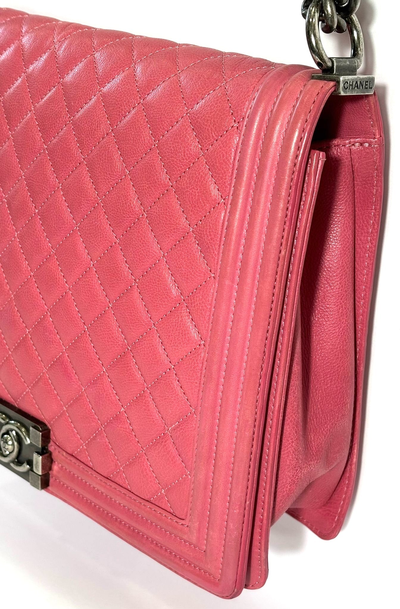 CHANEL CALFSKIN QUILTED LARGE BOY FLAP BAG