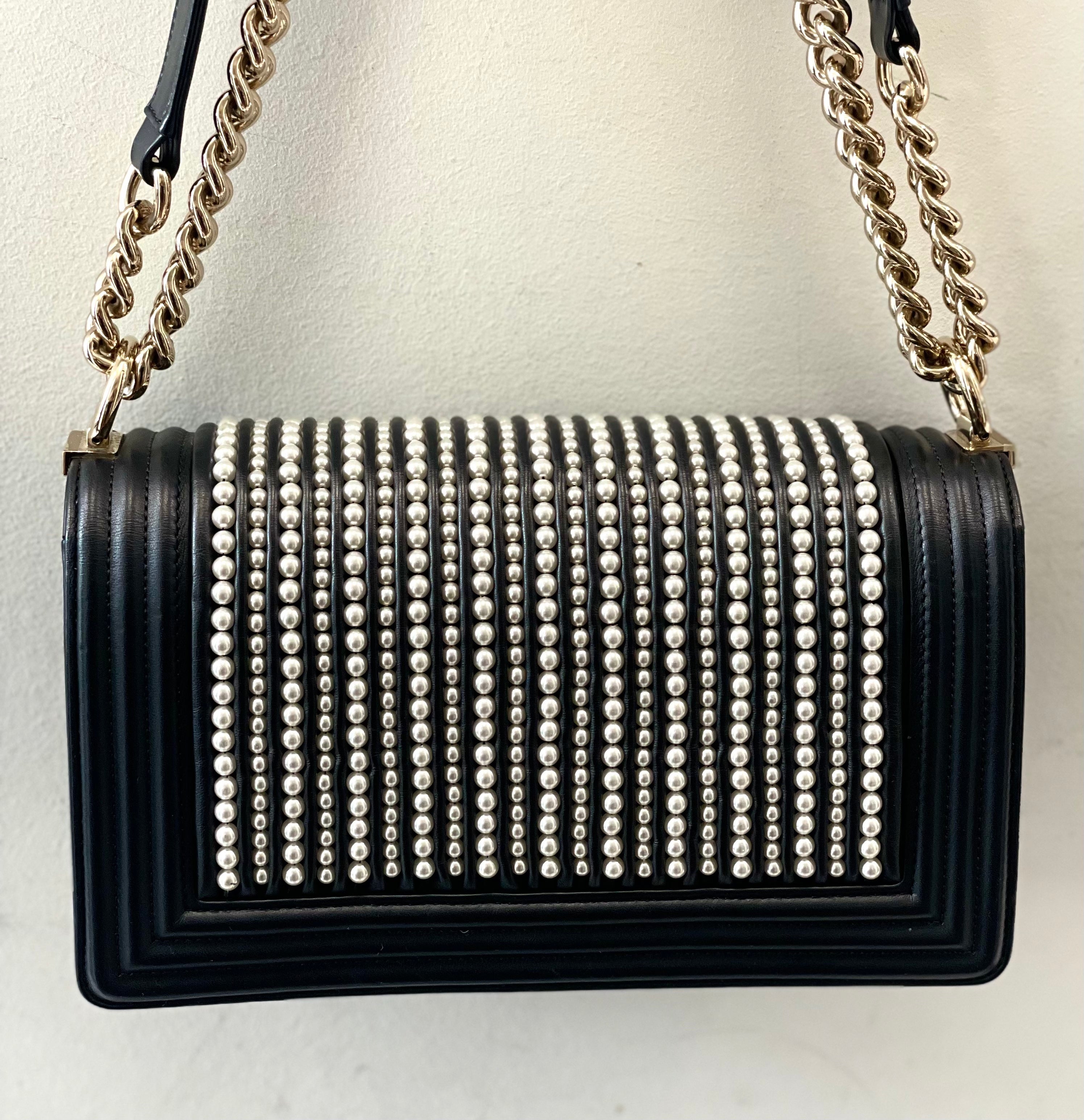 CHANEL CALFSKIN MEDIUM PEARL BOY BAG