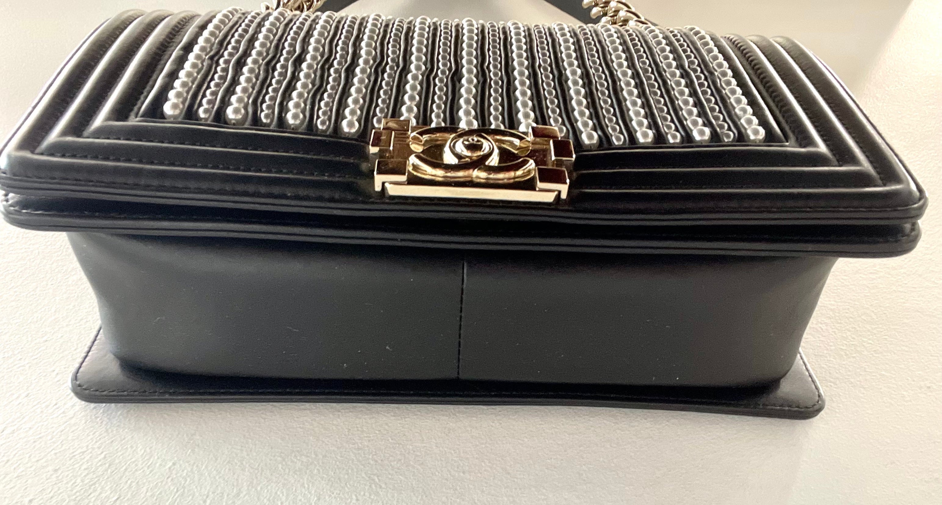 CHANEL CALFSKIN MEDIUM PEARL BOY BAG