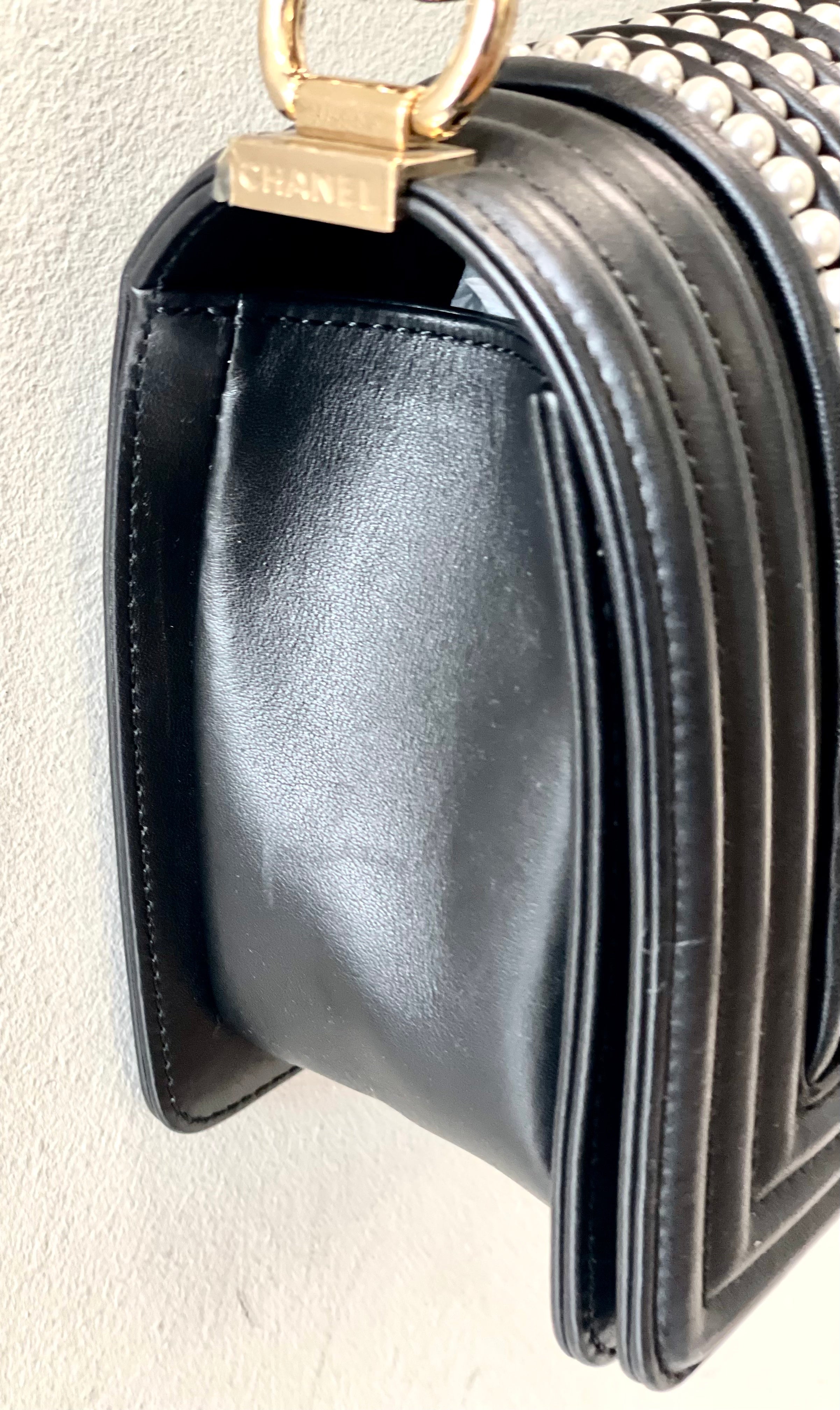 CHANEL CALFSKIN MEDIUM PEARL BOY BAG