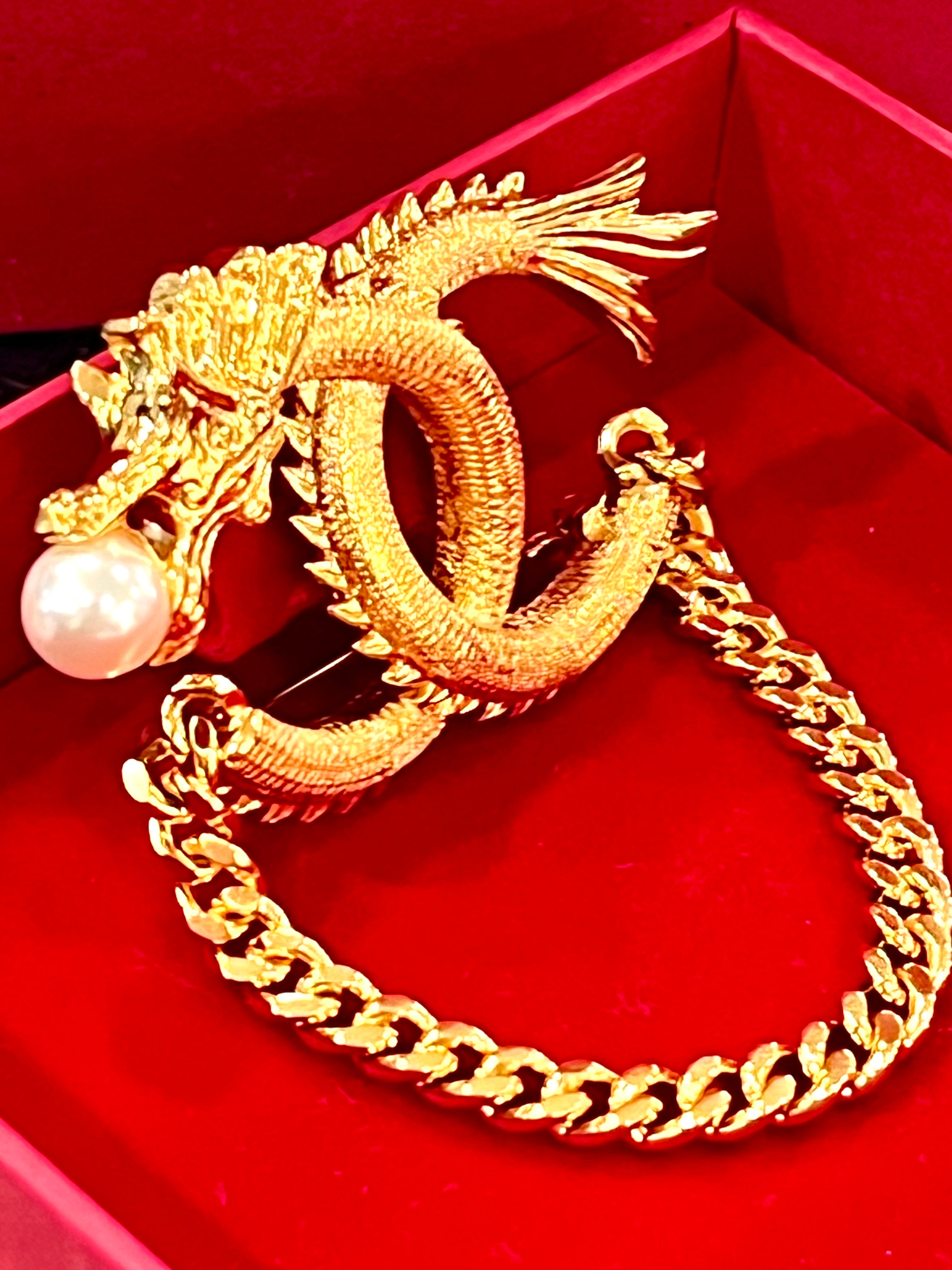 CHANEL CC LOGO LUNAR NEW YEAR DRAGON BROOCH
