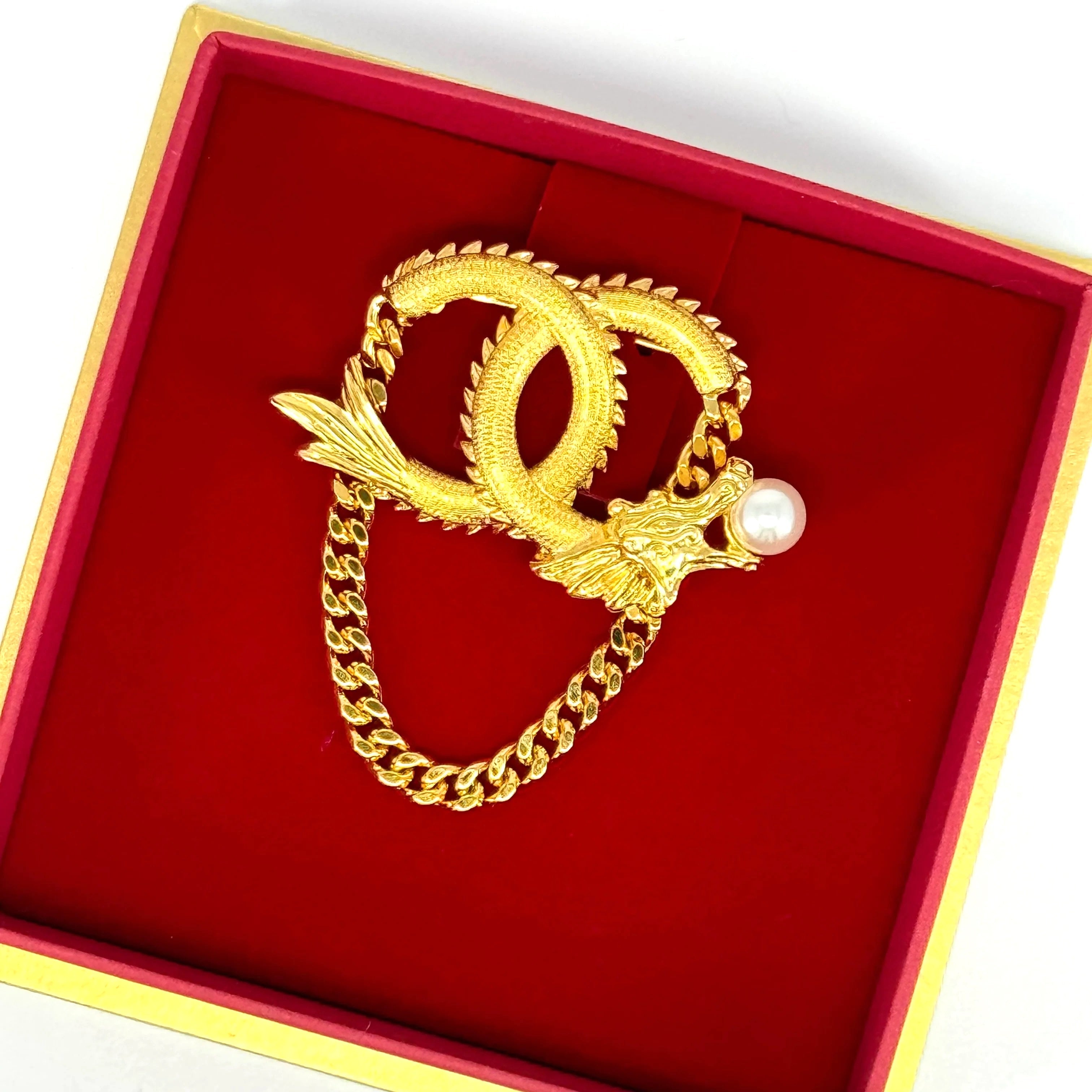 CHANEL CC LOGO LUNAR NEW YEAR DRAGON BROOCH