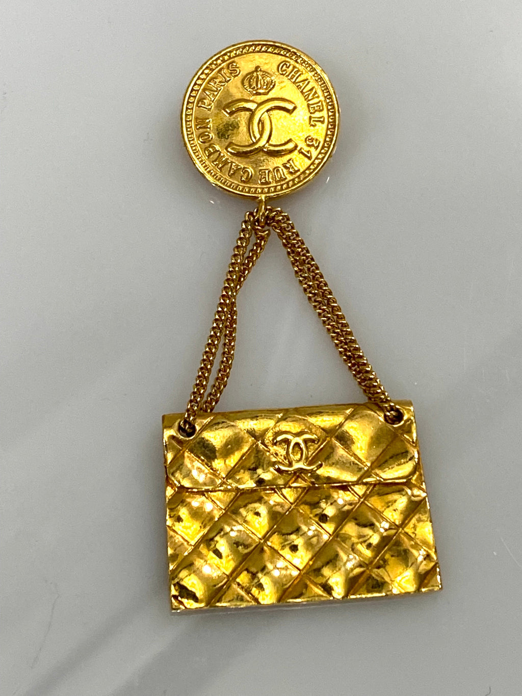 CHANEL CC QUILTED BAG MOTIF BROOCH PIN CORSAGE