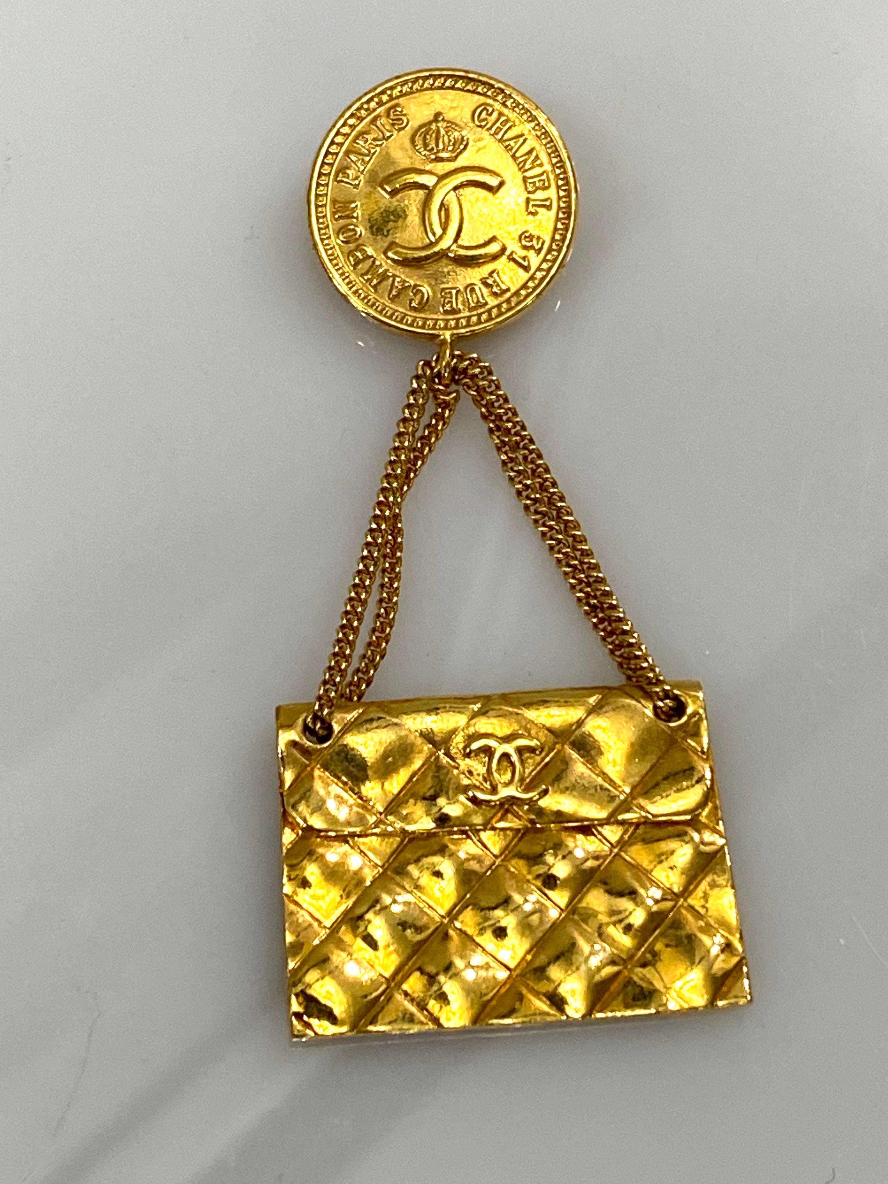 CHANEL CC QUILTED BAG MOTIF BROOCH PIN CORSAGE