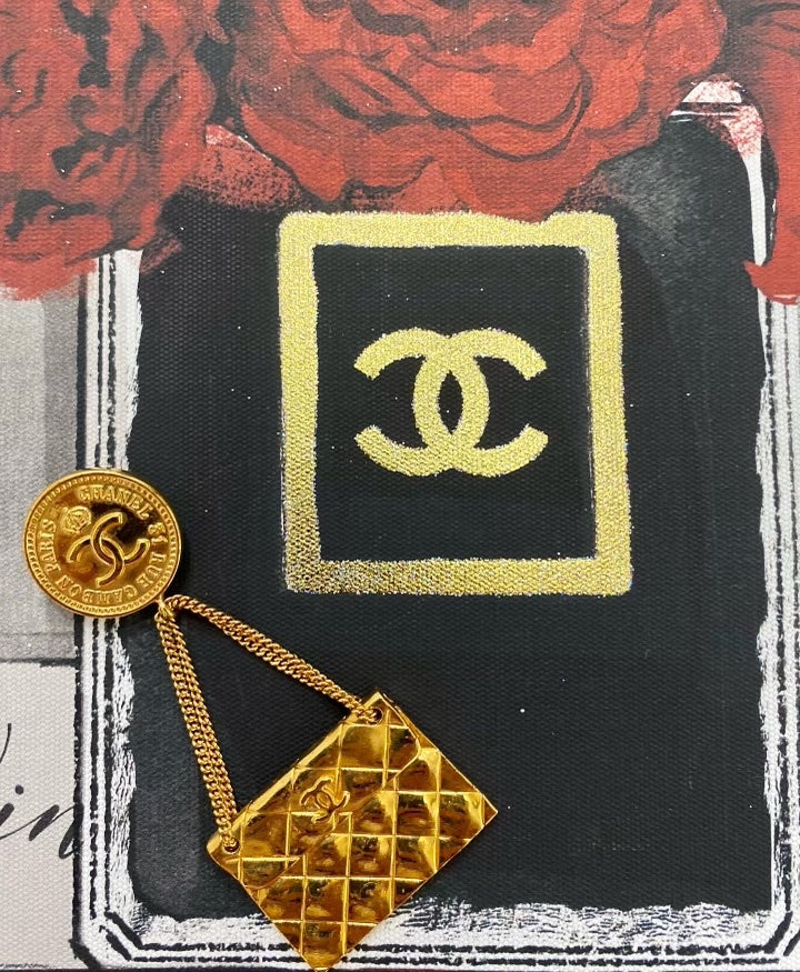 CHANEL CC QUILTED BAG MOTIF BROOCH PIN CORSAGE
