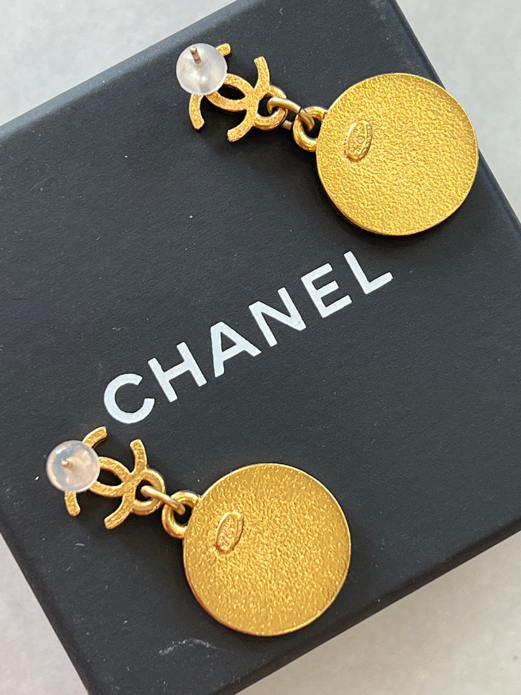 CHANEL CC STAR DANGLE ENAMEL EARRINGS