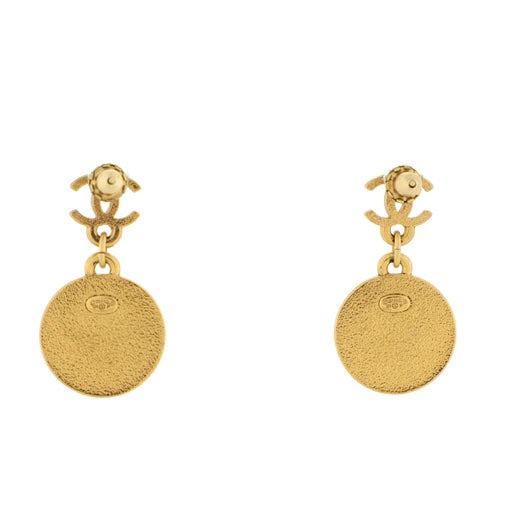 CHANEL CC STAR DANGLE ENAMEL EARRINGS
