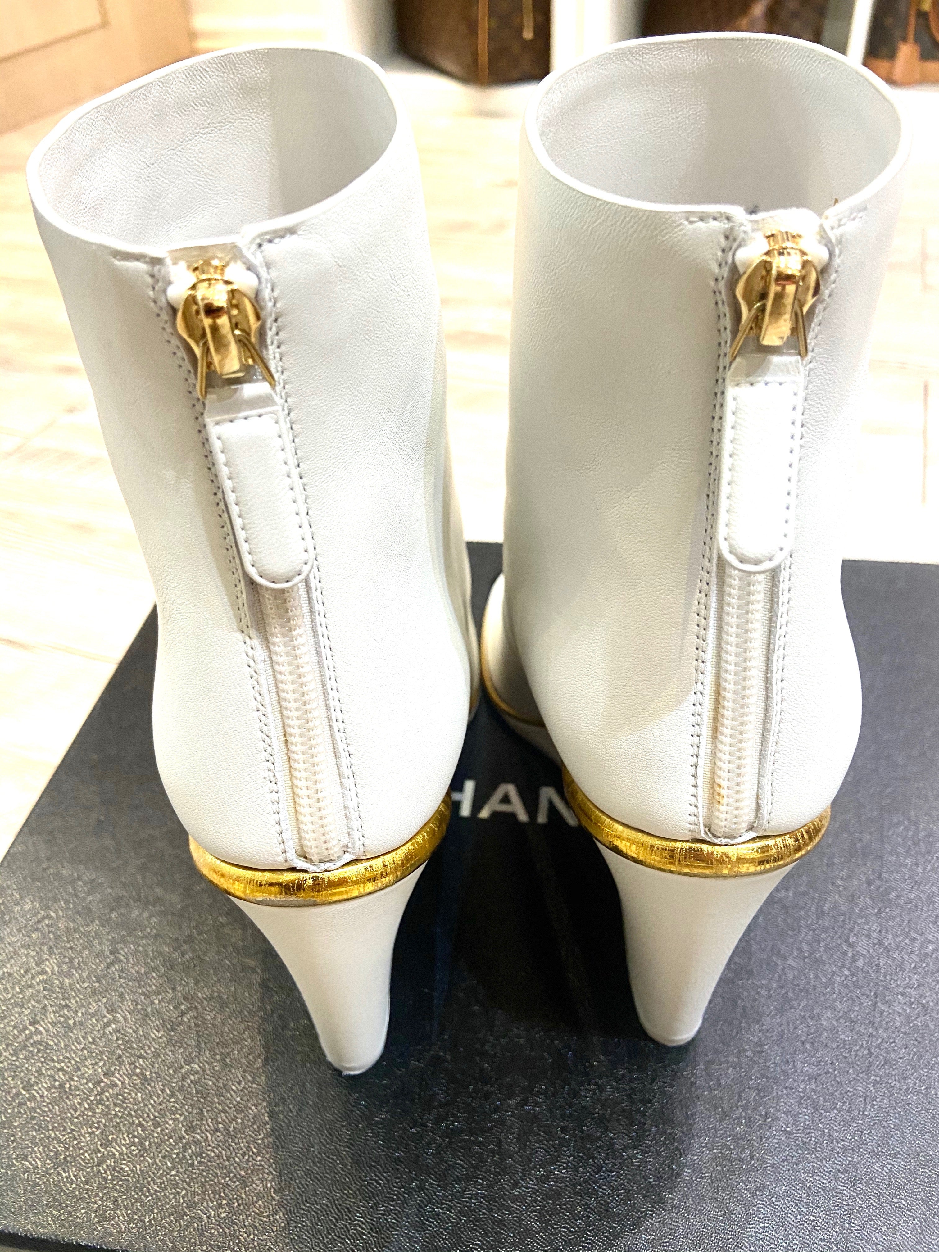 CHANEL CC WEDGE HEEL BOOTIES