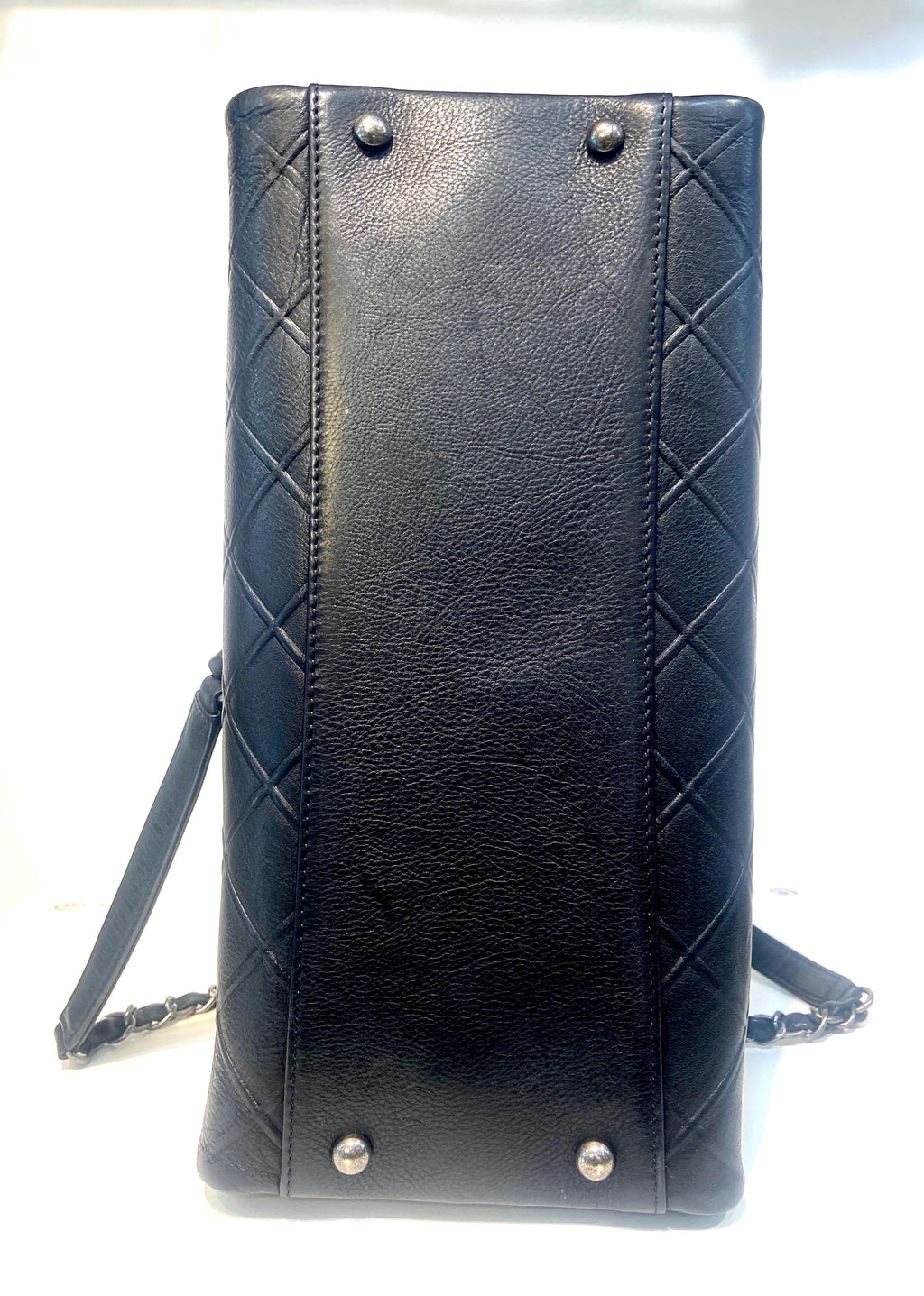 CHANEL CC DIAMOND QUILTED CALFSKIN LEATHER SHOPPER TOTE BAG