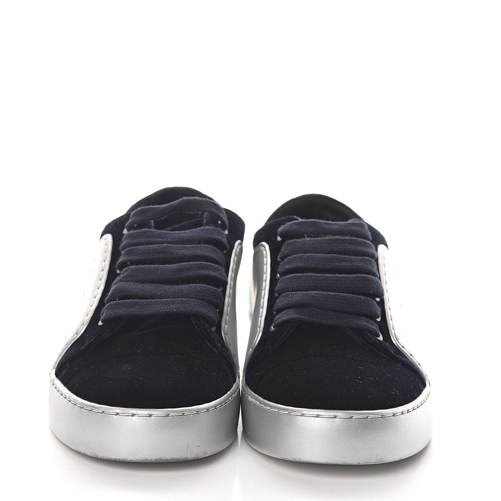 CHANEL METALLIC CALFSKIN VELVET CC SNEAKERS