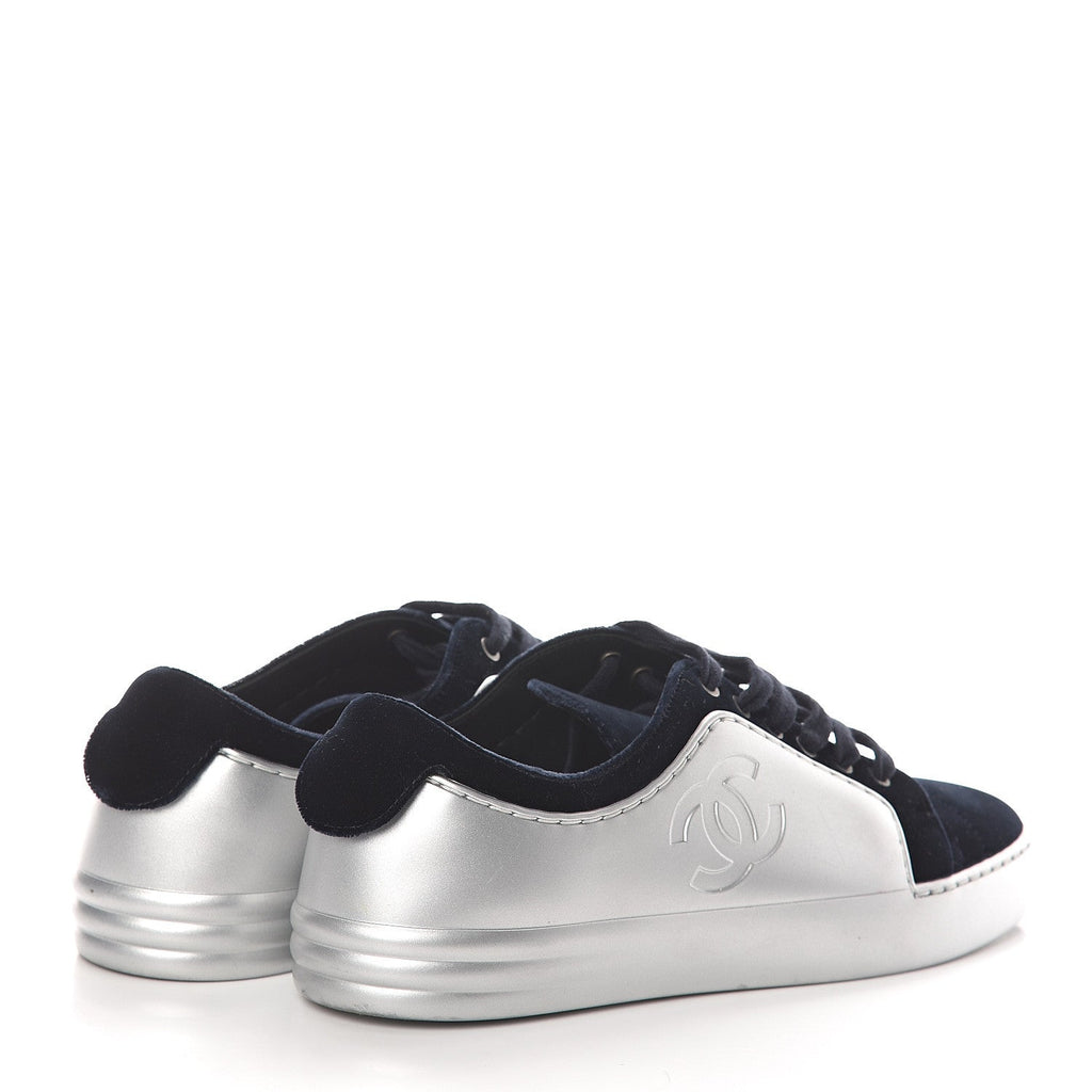 CHANEL METALLIC CALFSKIN VELVET CC SNEAKERS