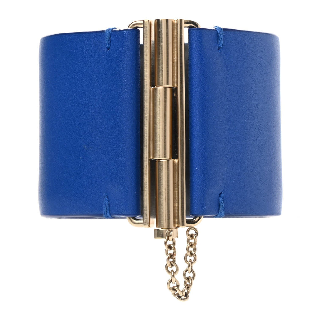 CHANEL CC CALFSKIN LEATHER WIDE CUFF BRACELET