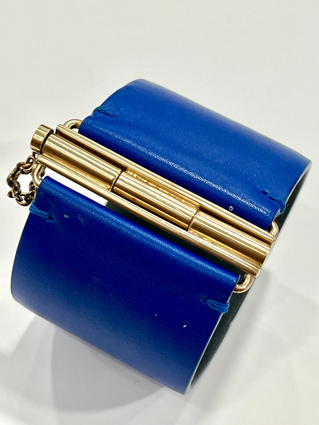 CHANEL CC CALFSKIN LEATHER WIDE CUFF BRACELET