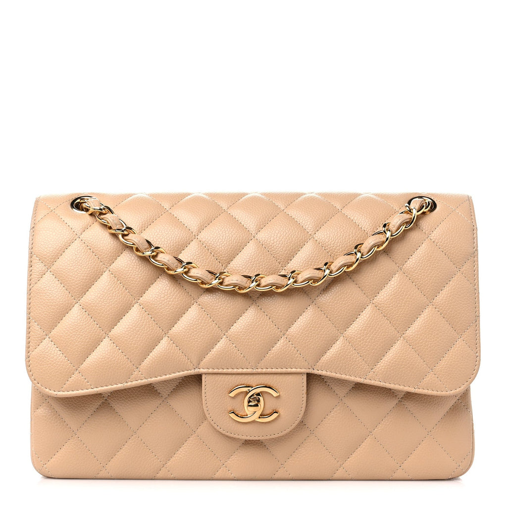 CHANEL CAVIAR QUILTED JUMBO DOUBLE FLAP SHOULDER BAG