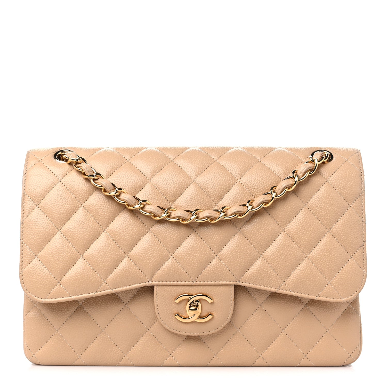CHANEL CAVIAR QUILTED JUMBO DOUBLE FLAP SHOULDER BAG