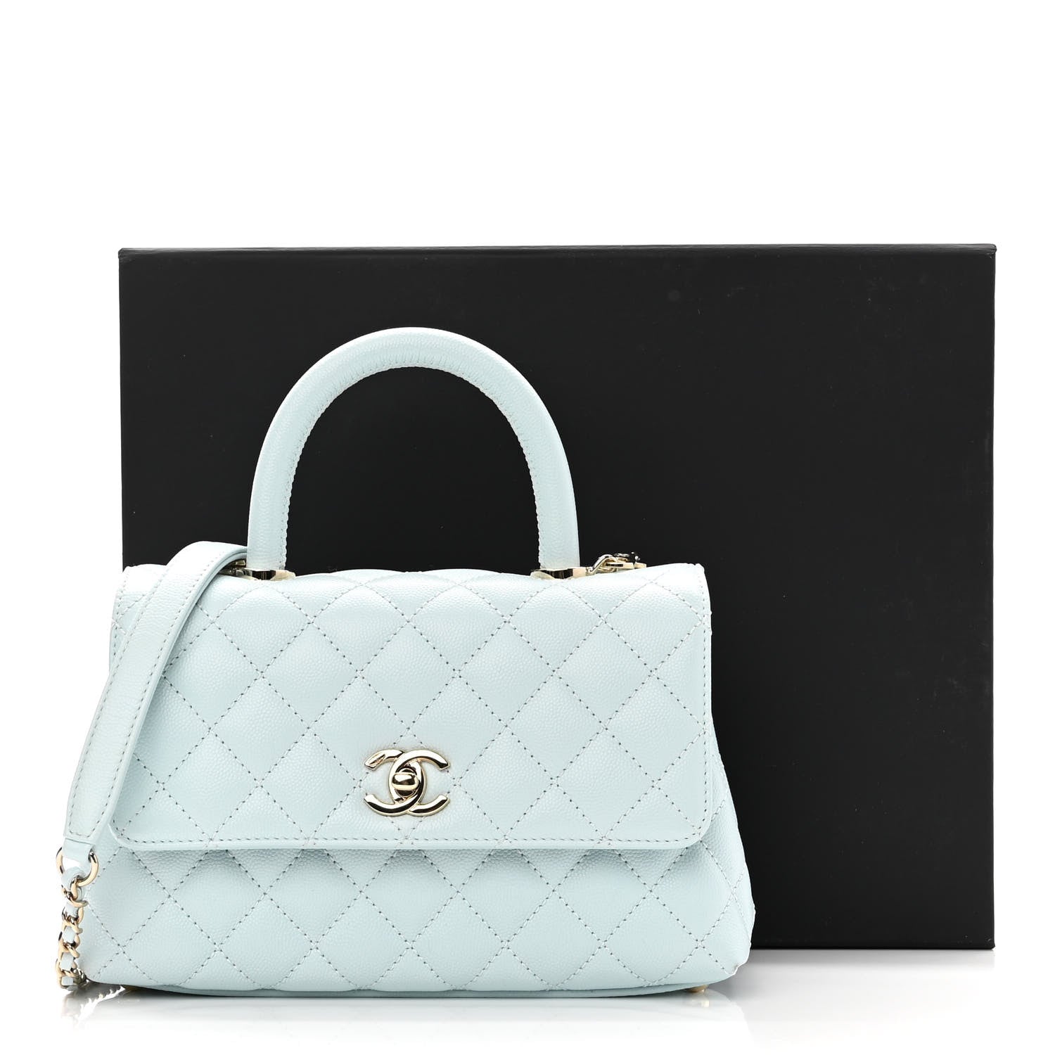 CHANEL CAVIAR QUILTED COCO HANDLE MINI FLAP BAG