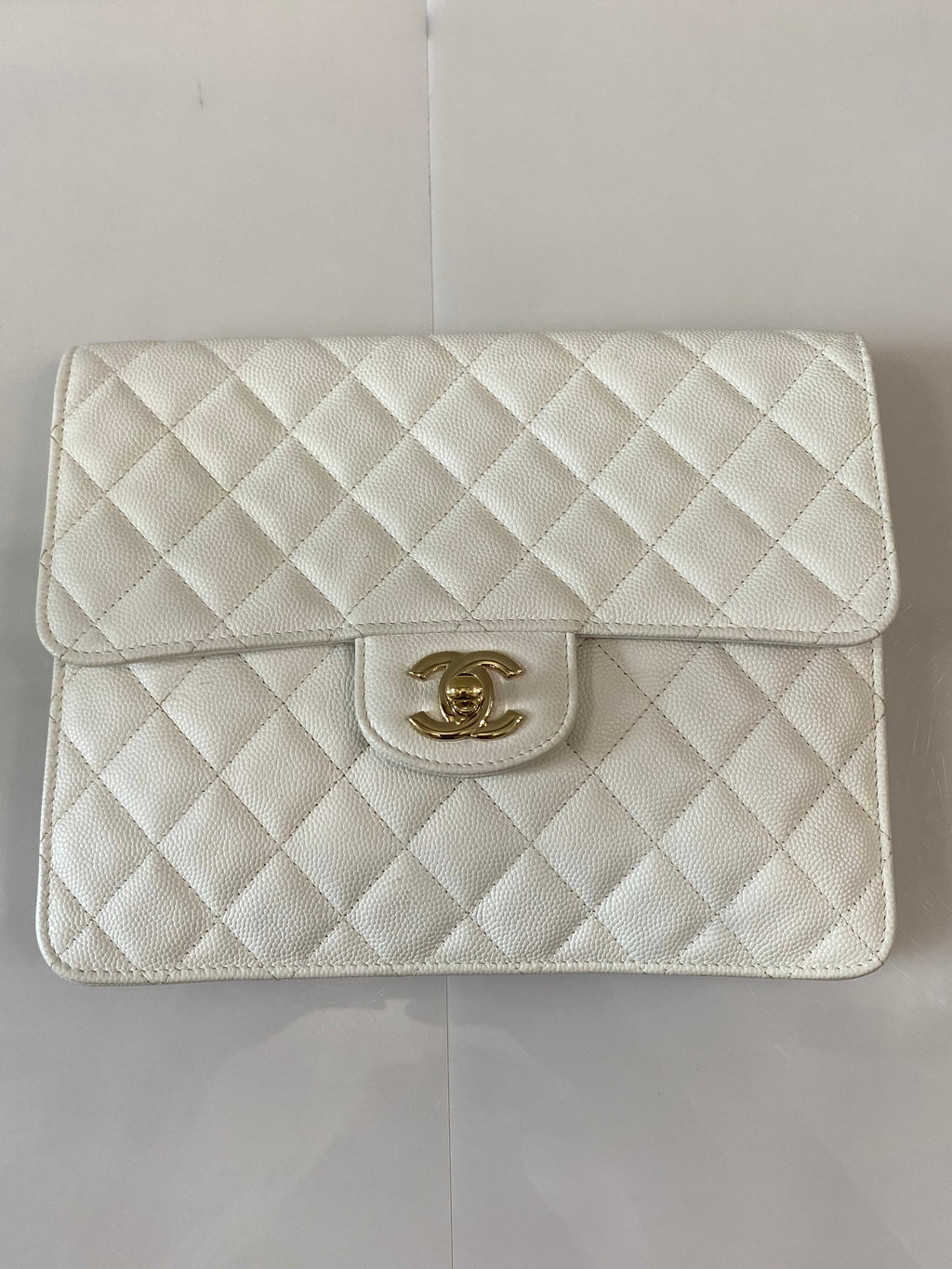 CHANEL CAVIAR QUILTED SQUARE FLAP CLUTCH BAG
