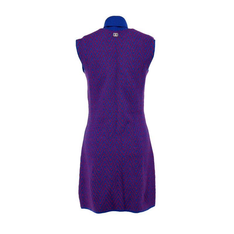 CHANEL CHEVRON CC SLEEVELESS CASHMERE KNIT DRESS