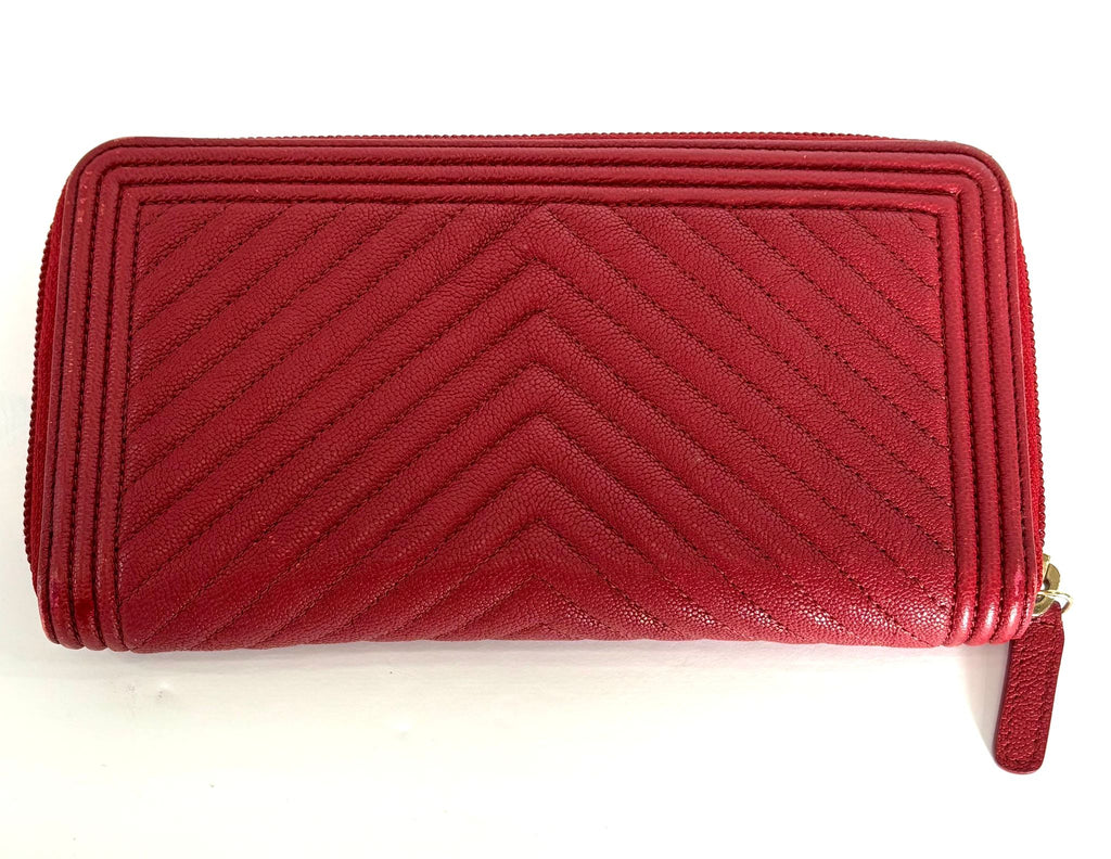 CHANEL CHEVRON QUILTED LAMBSKIN LEATHER BOY YEN WALLET