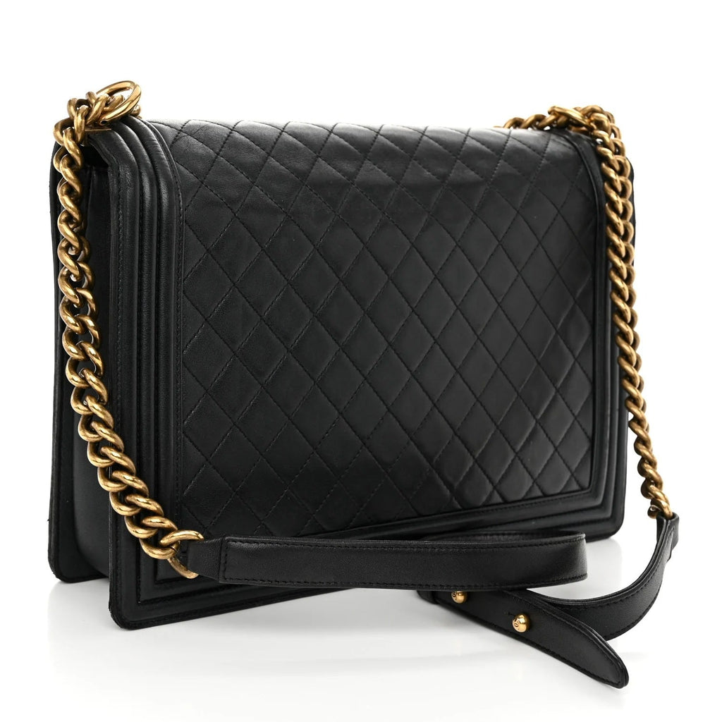CHANEL LAMBSKIN QUILTED LARGE BOY FLAP BAG