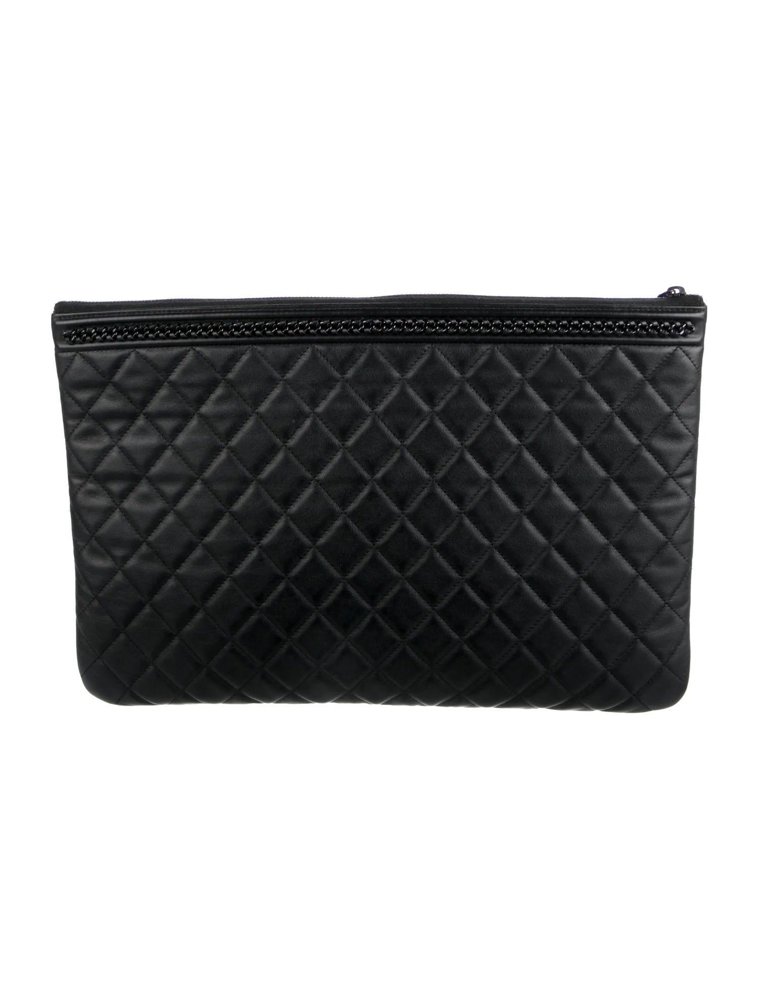 CHANEL LARGE QUILTED LAMBSKIN JACKET BOY O CLUTCH BAG