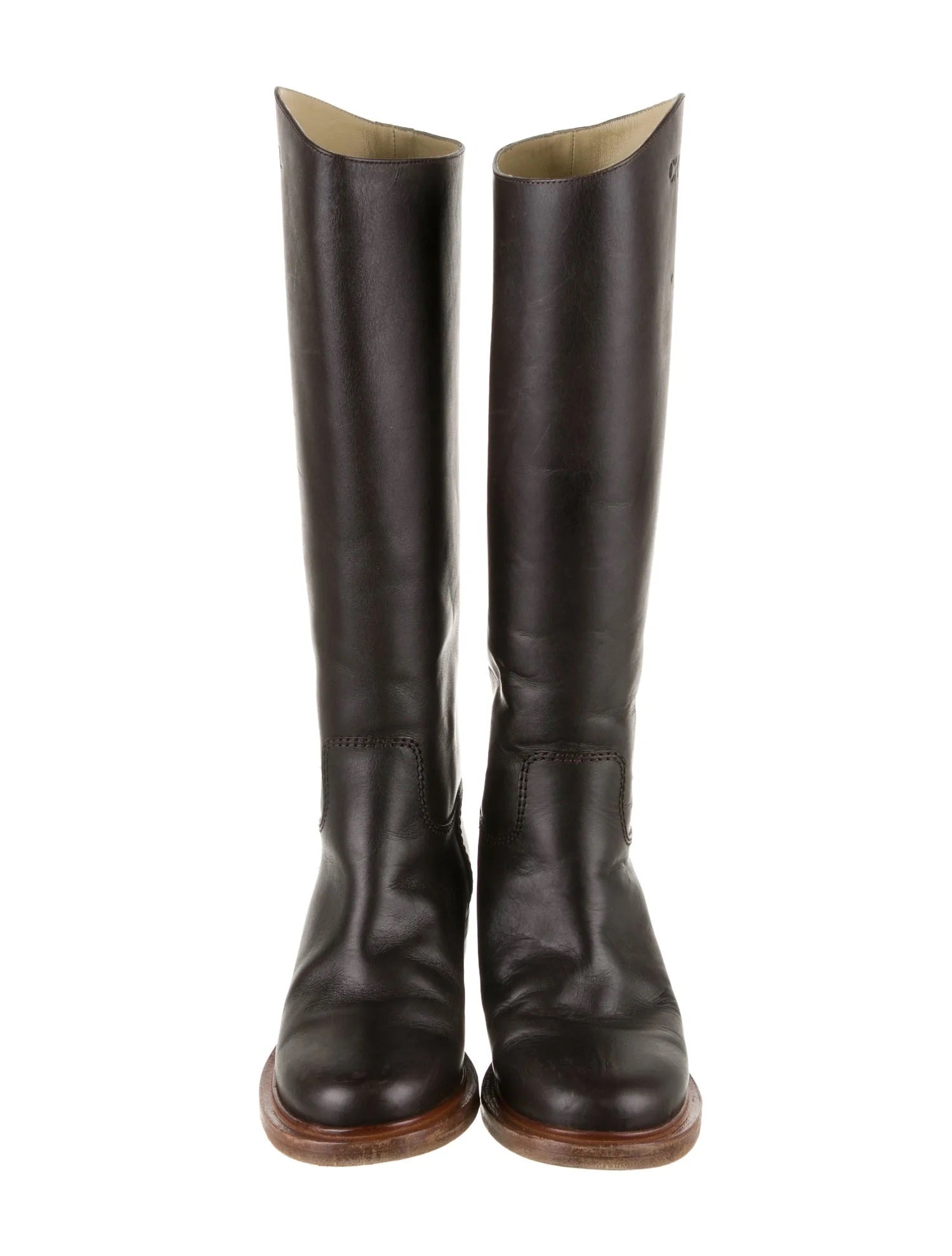 CHANEL CALFSKIN LEATHER TALL RIDING BOOTS