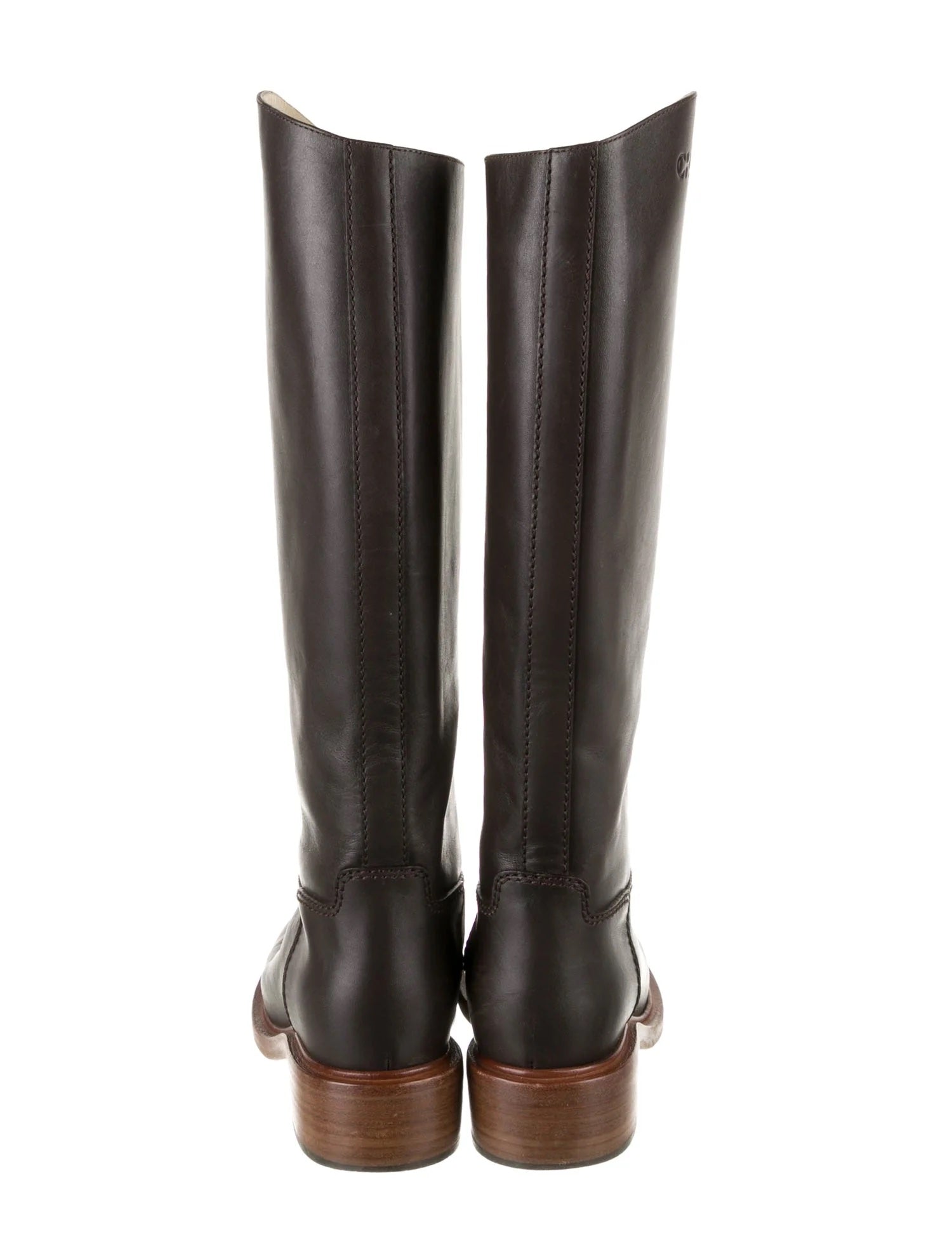 CHANEL CALFSKIN LEATHER TALL RIDING BOOTS