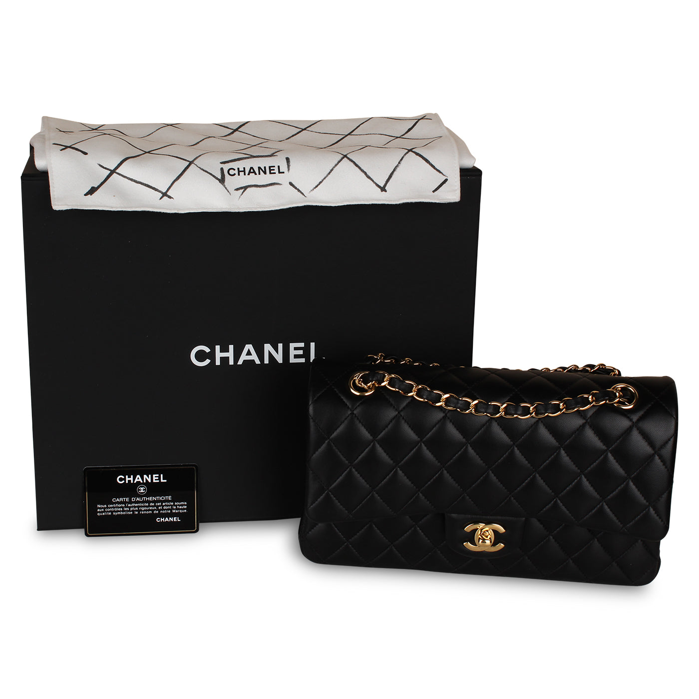 Chanel Classic Flap Bag Medium - Black Lambskin