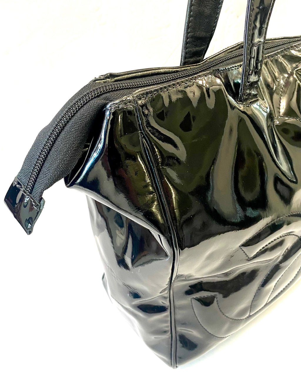 CHANEL PATENT LEATHER TRIPLE CC TOTE BAG