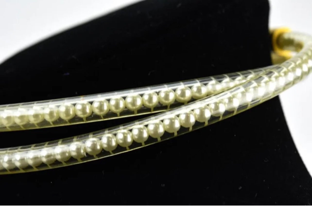 CHANEL PEARL GOLD-TONE MAGNETIC CLOSURE CHOKER NECKLACE