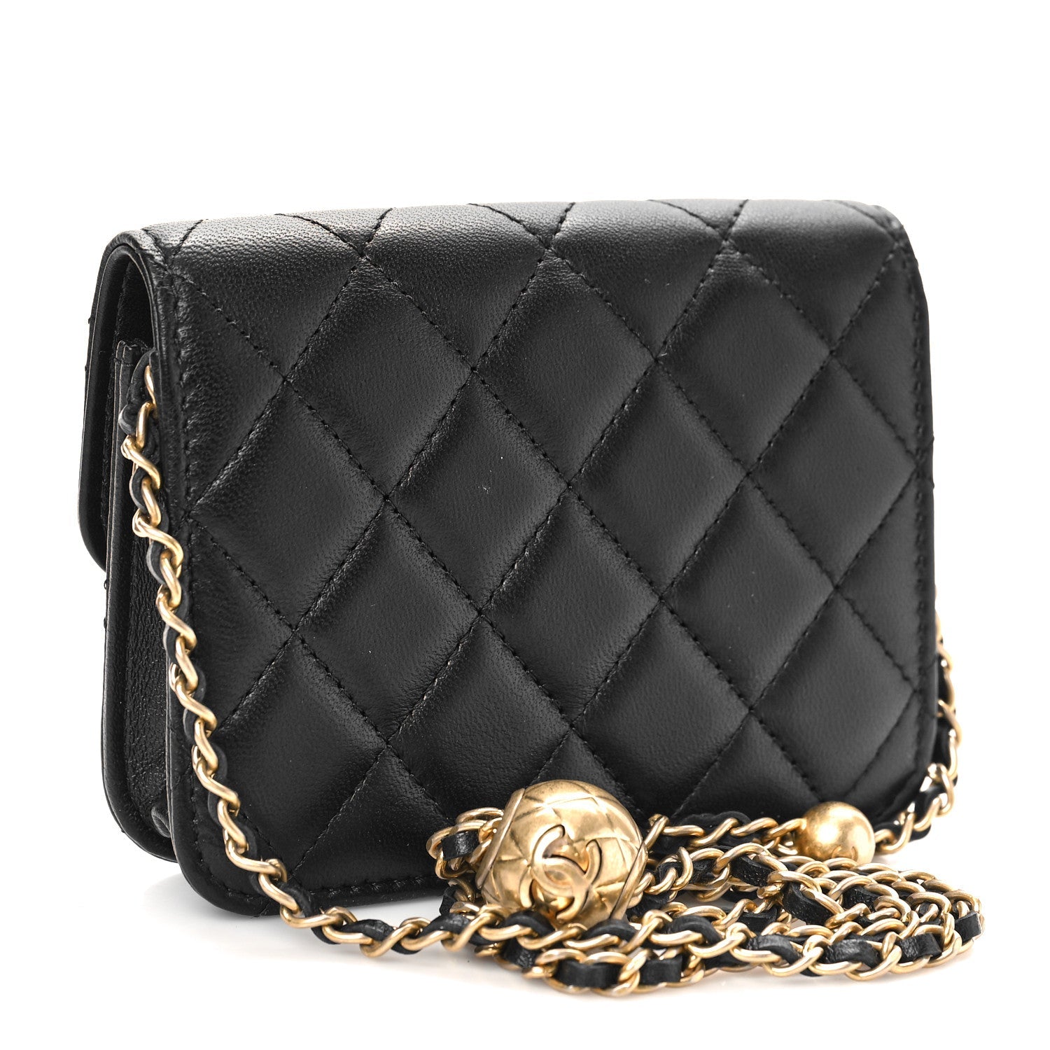CHANEL QUILTED LAMBSKIN PEARL CRUSH CLUTCH WITH CHAIN