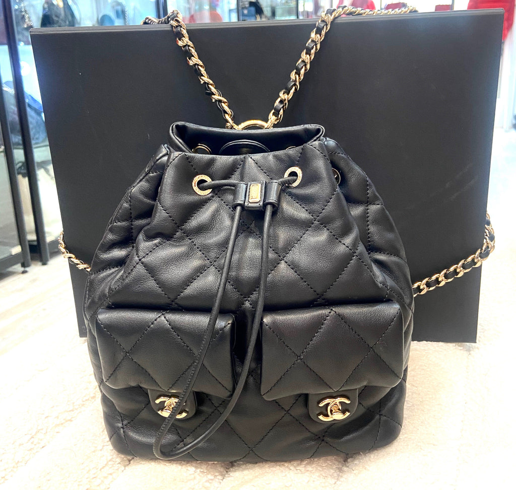 CHANEL 2023 QUILTED LAMBSKIN DUMA SMALL BACKPACK