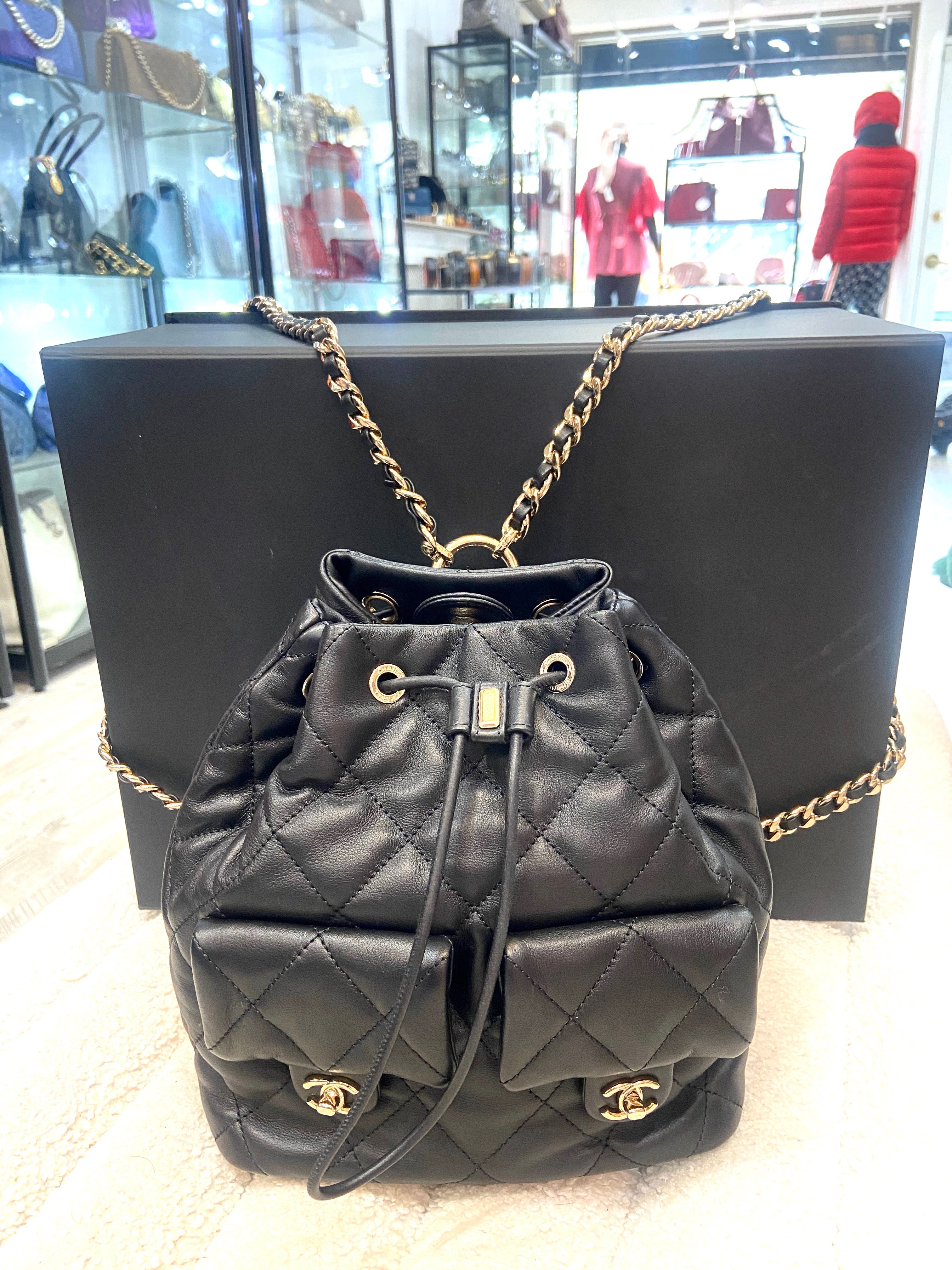CHANEL 2023 QUILTED LAMBSKIN DUMA SMALL BACKPACK