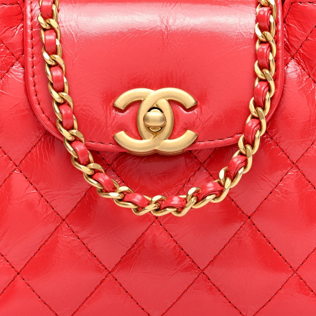 CHANEL SHINY AGED CALFSKIN QUILTED NANO KELLY SHOPPER BAG