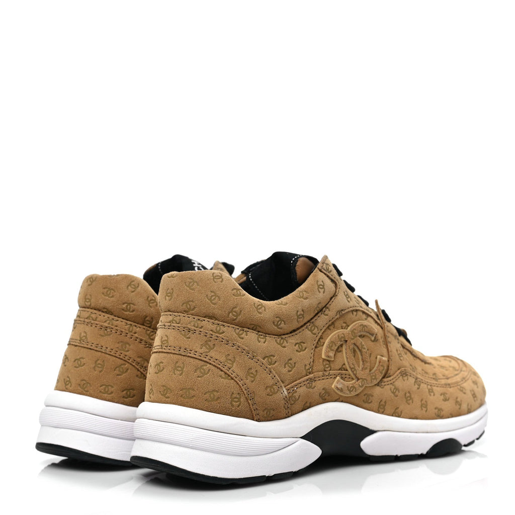 CHANEL SUEDE CALFSKIN PRINTED CC LOW-TOP SNEAKERS