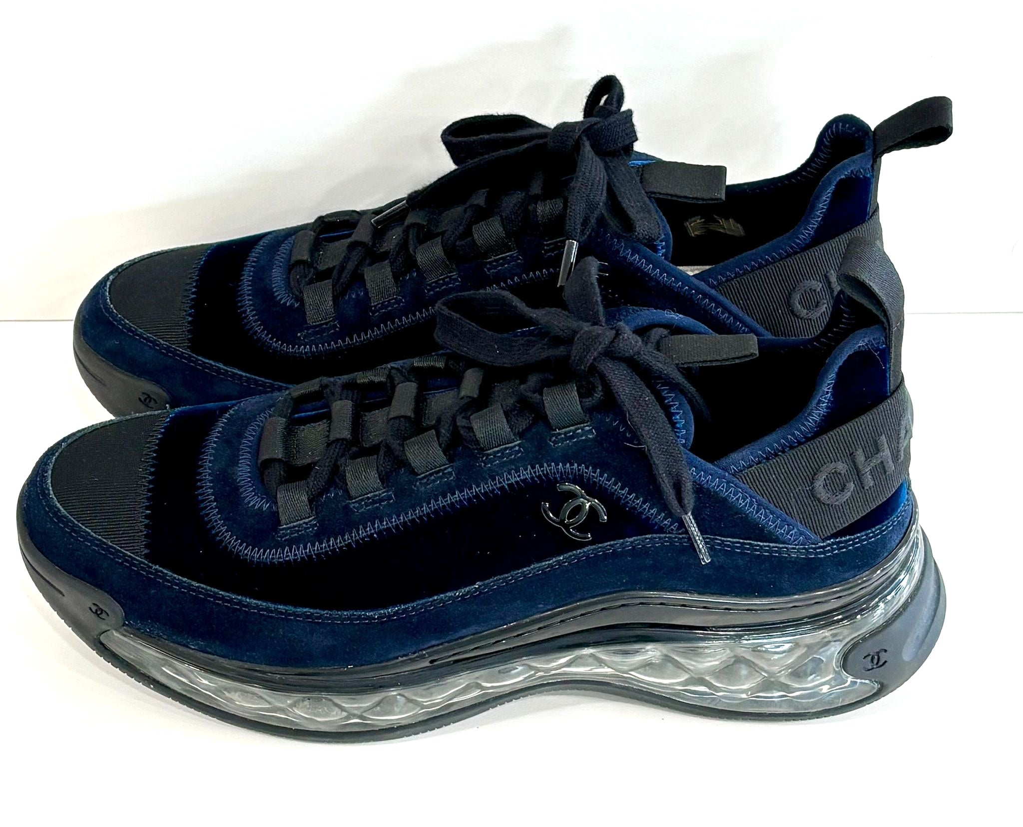 CHANEL SUEDE CALFSKIN VELVET GROSGRAIN CC SNEAKERS