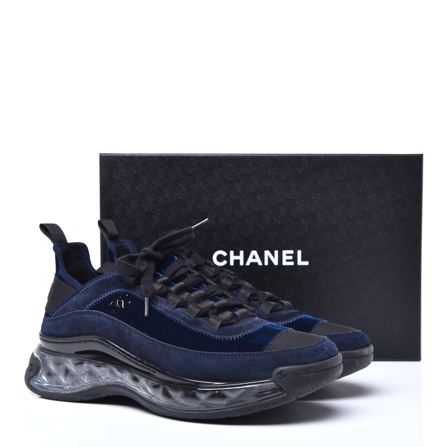 CHANEL SUEDE CALFSKIN VELVET GROSGRAIN CC SNEAKERS