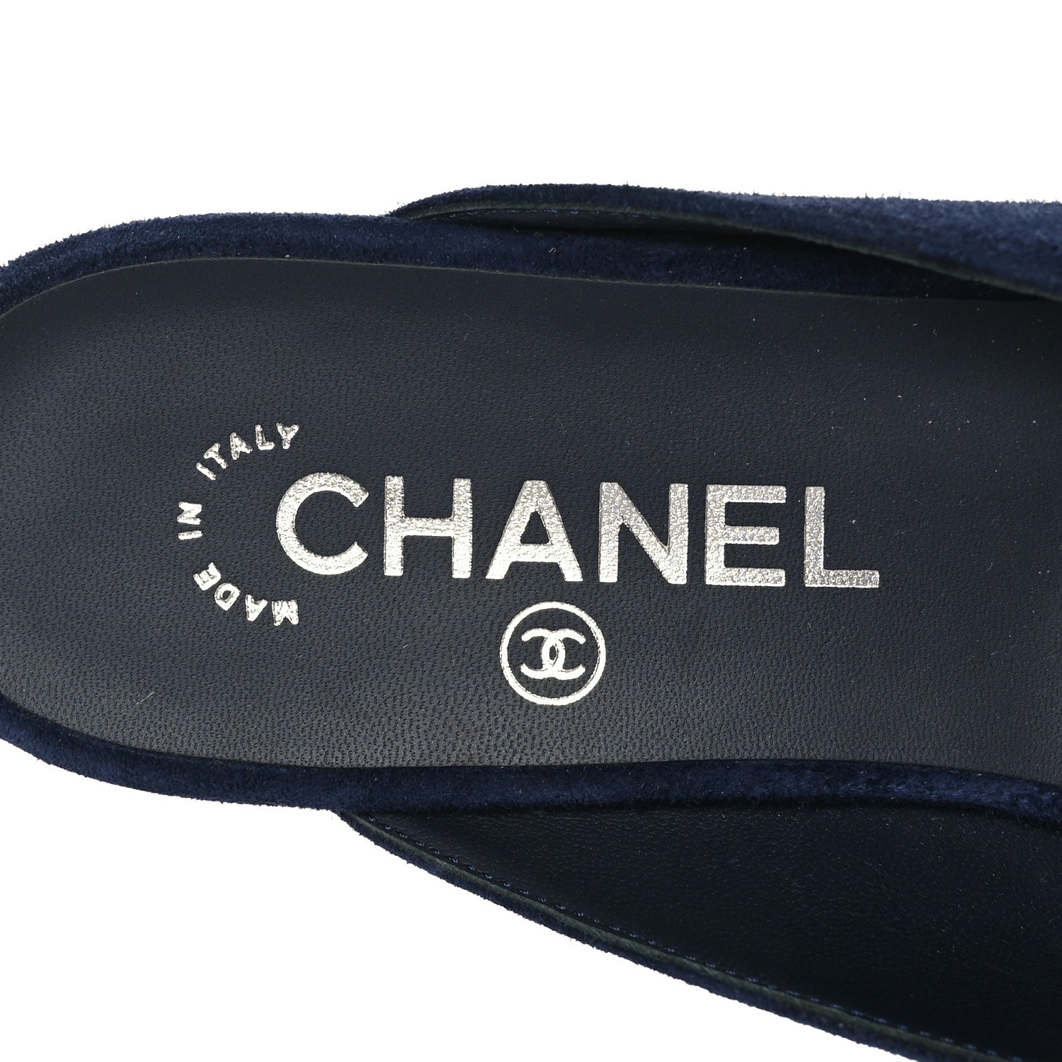 CHANEL SUEDE CALFSKIN GROSGRAIN CRYSTAL CC STAR MULES